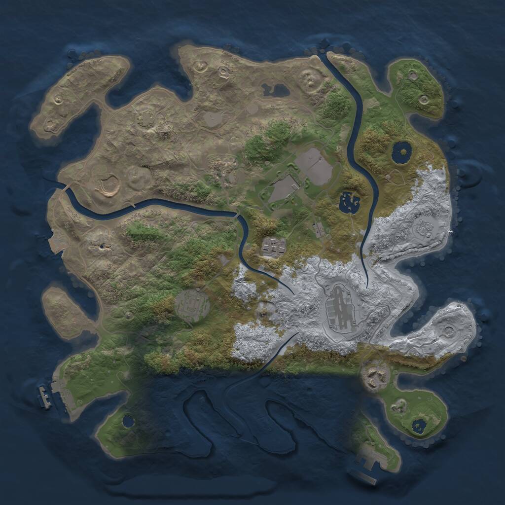 Rust Map: Procedural Map, Size: 3500, Seed: 1226206904, 14 Monuments