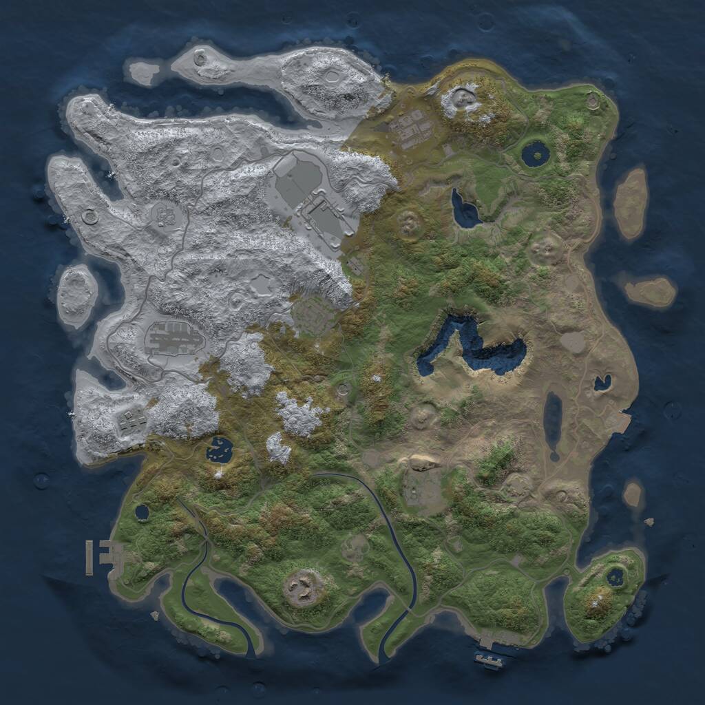 Rust Map: Procedural Map, Size: 4000, Seed: 82224869, 14 Monuments