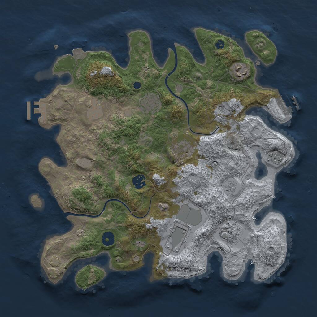 Rust Map: Procedural Map, Size: 3500, Seed: 34224304, 14 Monuments