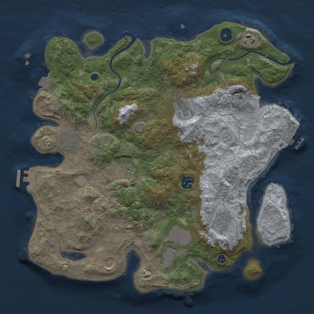 Rust Map: Procedural Map, Size: 3700, Seed: 1846043385, 15 Monuments