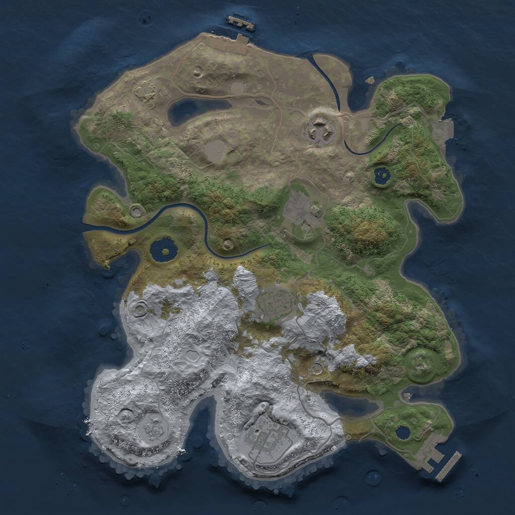 Rust Map: Procedural Map, Size: 3000, Seed: 897429788, 10 Monuments