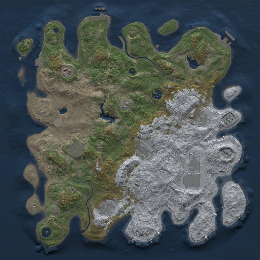 Rust Map: Procedural Map, Size: 4000, Seed: 198489117, 14 Monuments