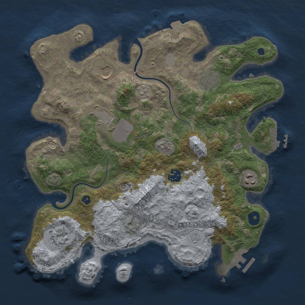 Rust Map: Procedural Map, Size: 3500, Seed: 590725042, 13 Monuments