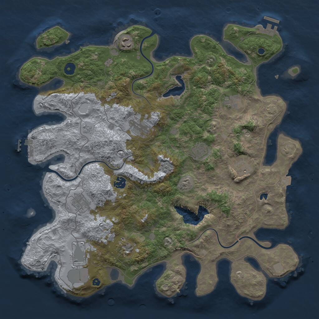 Rust Map: Procedural Map, Size: 4050, Seed: 1057886985, 16 Monuments