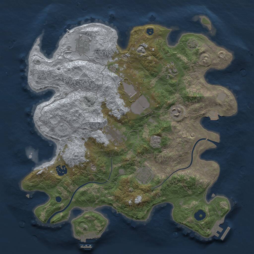 Rust Map: Procedural Map, Size: 3500, Seed: 1491401619, 14 Monuments
