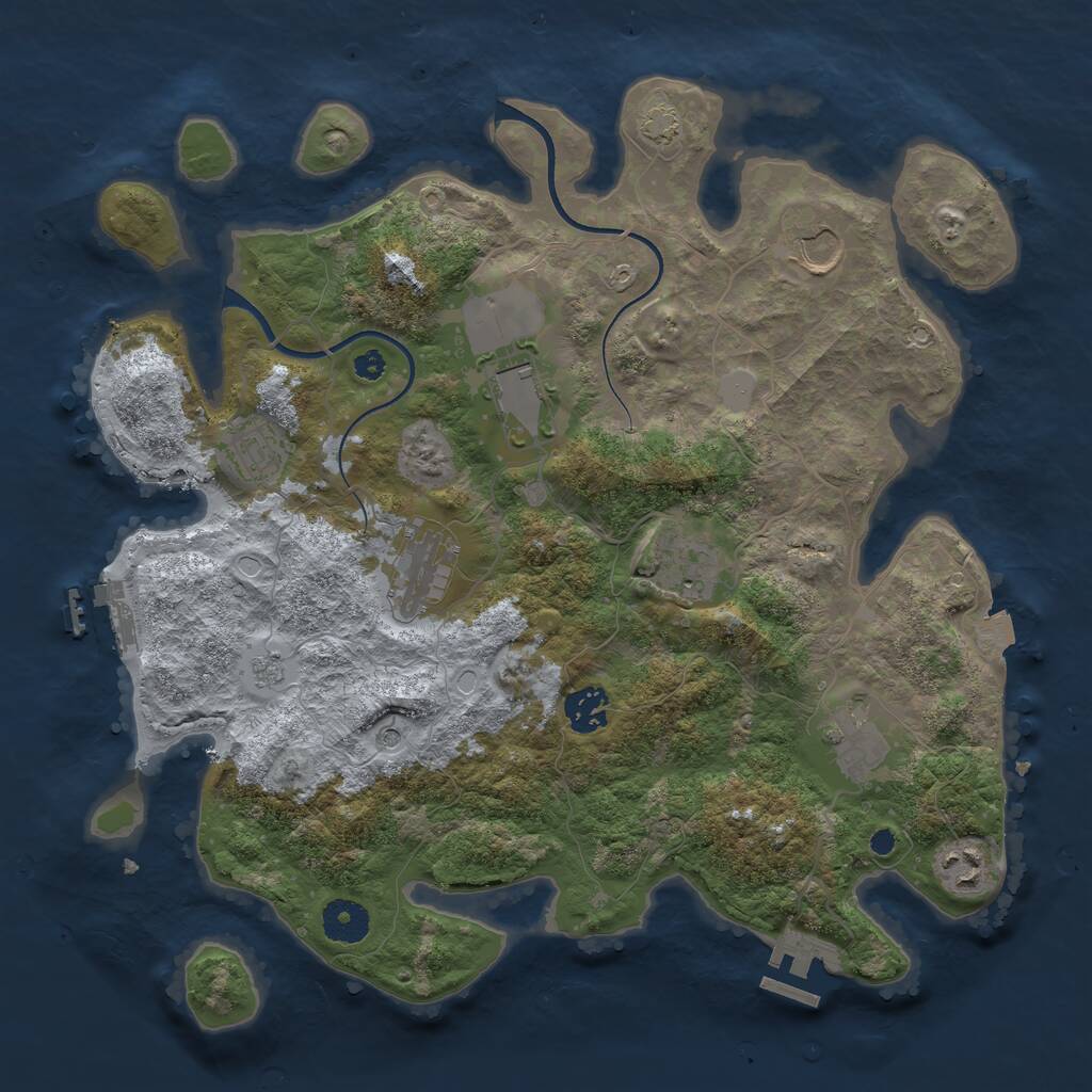 Rust Map: Procedural Map, Size: 3600, Seed: 943134810, 14 Monuments