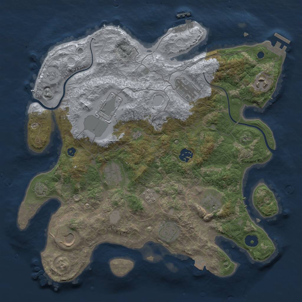 Rust Map: Procedural Map, Size: 3500, Seed: 1615385001, 15 Monuments