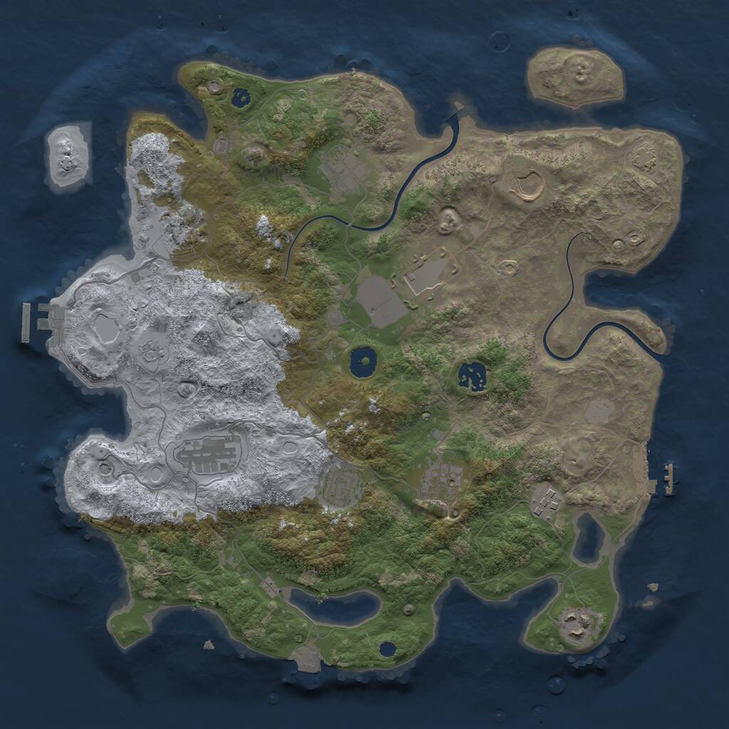 Rust Map: Procedural Map, Size: 3700, Seed: 1469768724, 16 Monuments