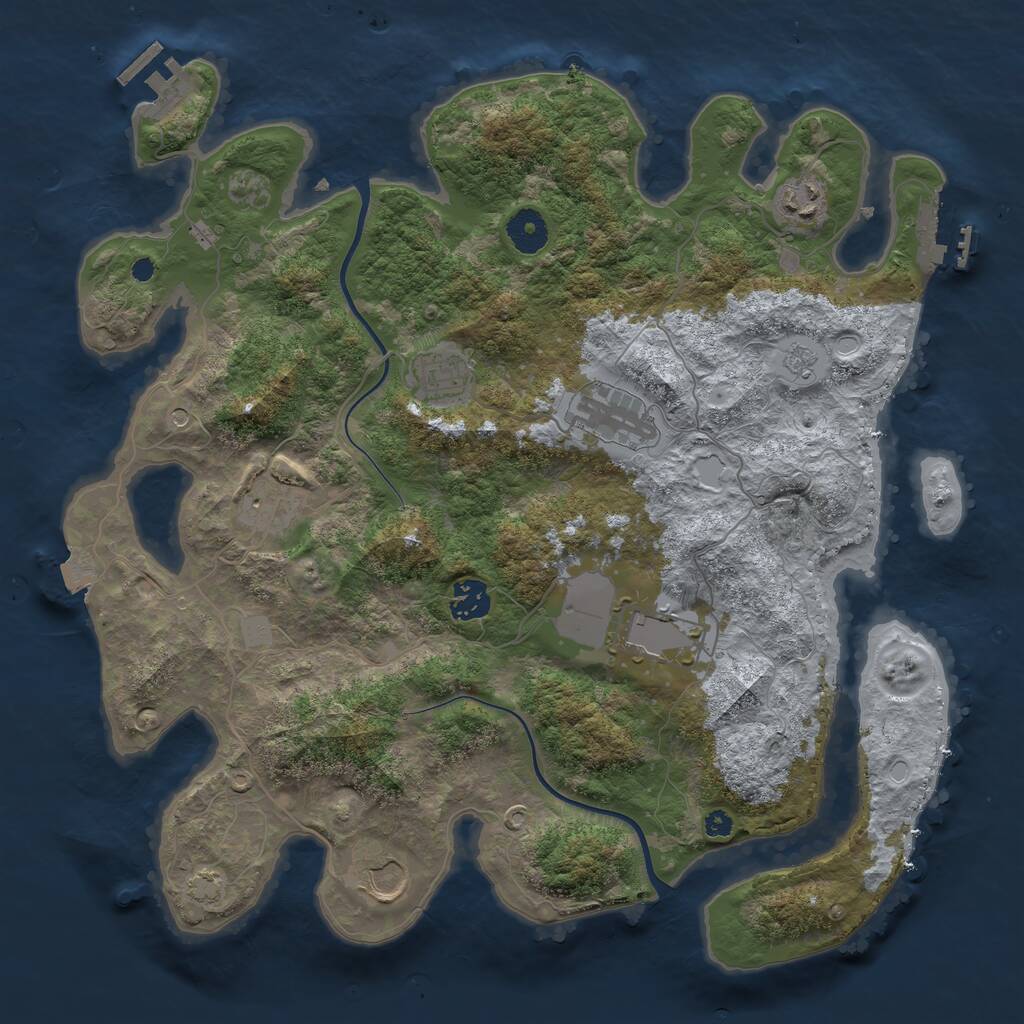 Rust Map: Procedural Map, Size: 3700, Seed: 1890584795, 13 Monuments