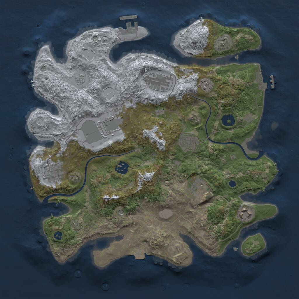 Rust Map: Procedural Map, Size: 3500, Seed: 636190615, 14 Monuments
