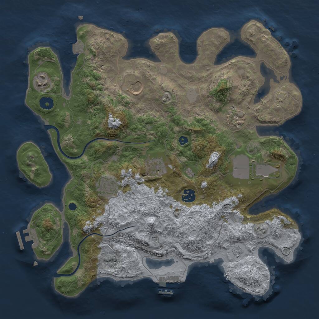 Rust Map: Procedural Map, Size: 3500, Seed: 1375692640, 13 Monuments