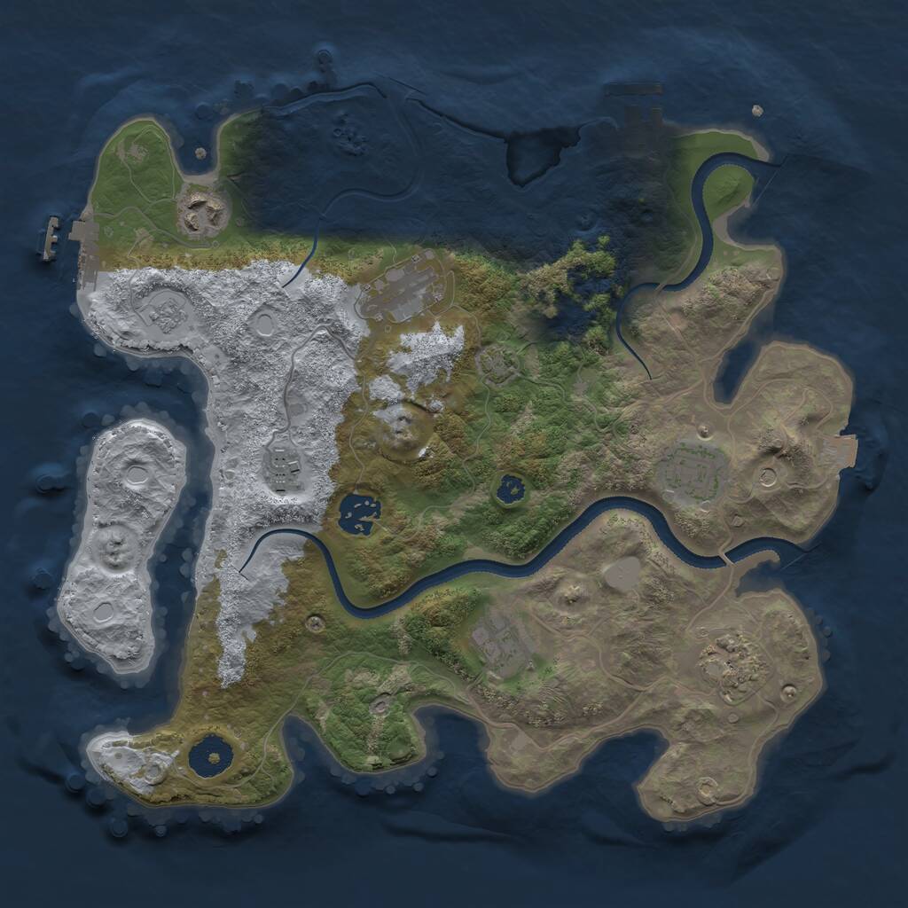 Rust Map: Procedural Map, Size: 3250, Seed: 1577335987, 13 Monuments