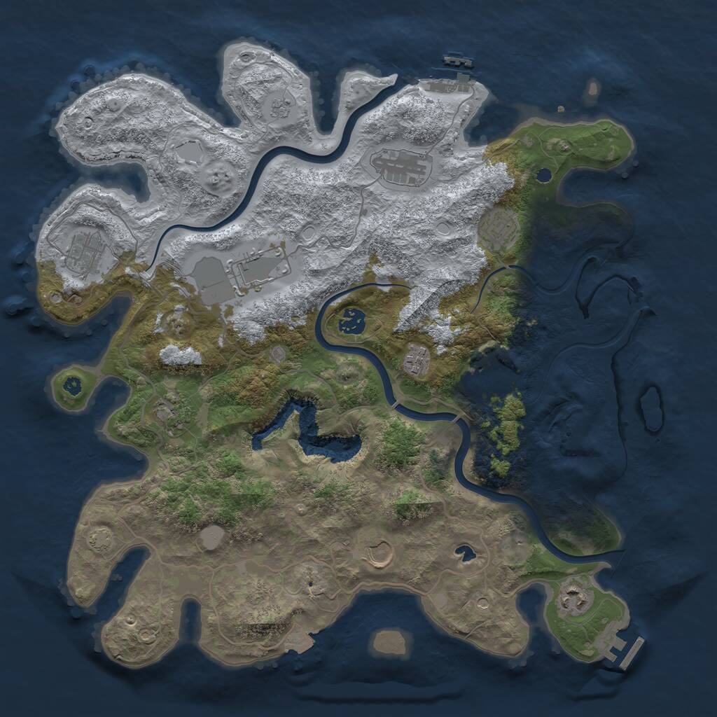 Rust Map: Procedural Map, Size: 4000, Seed: 2055946254, 16 Monuments