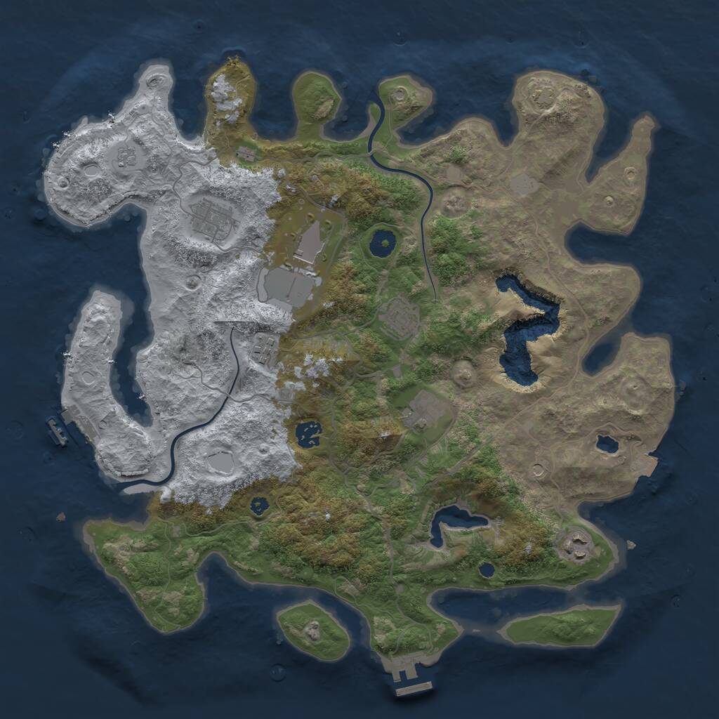 Rust Map: Procedural Map, Size: 4000, Seed: 27498, 13 Monuments