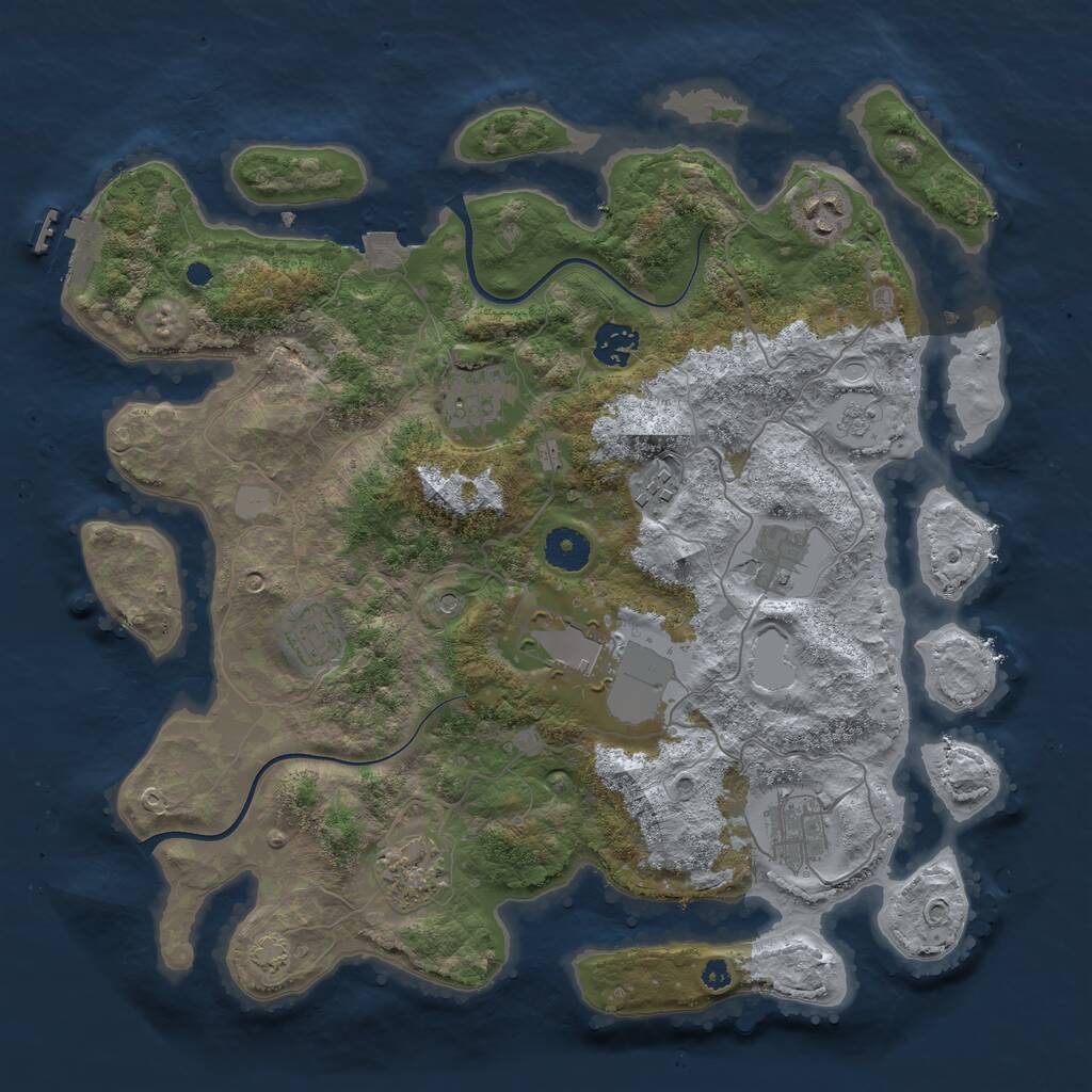 Rust Map: Procedural Map, Size: 3700, Seed: 404086621, 14 Monuments