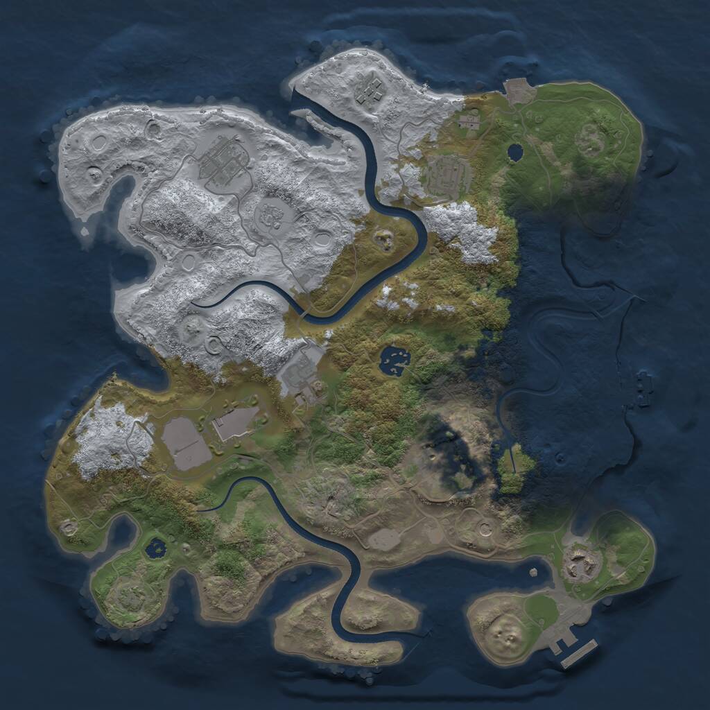 Rust Map: Procedural Map, Size: 3500, Seed: 2019804405, 14 Monuments