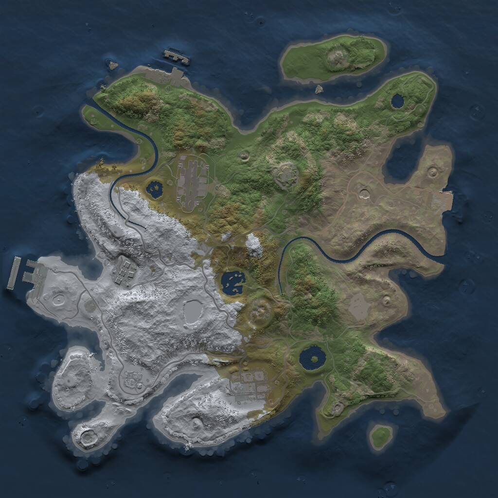 Rust Map: Procedural Map, Size: 3000, Seed: 5220, 10 Monuments