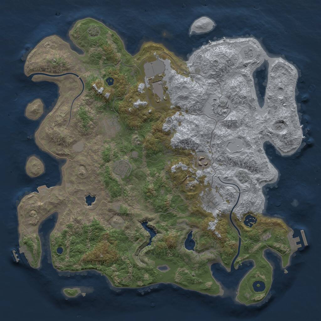 Rust Map: Procedural Map, Size: 4000, Seed: 343724, 14 Monuments