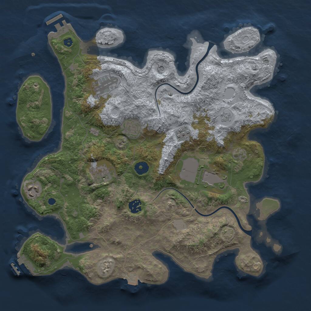 Rust Map: Procedural Map, Size: 3500, Seed: 502039819, 13 Monuments