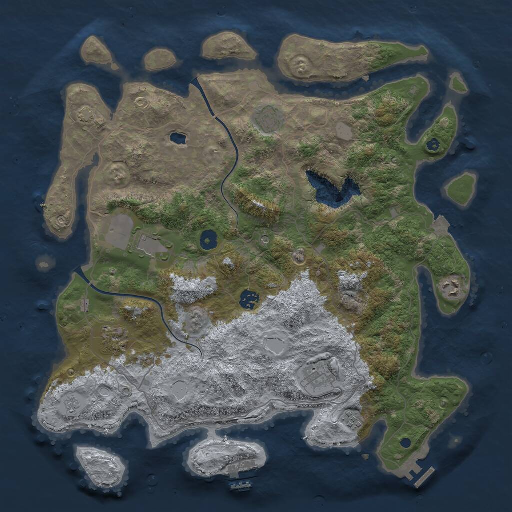 Rust Map: Procedural Map, Size: 4000, Seed: 1702955361, 13 Monuments
