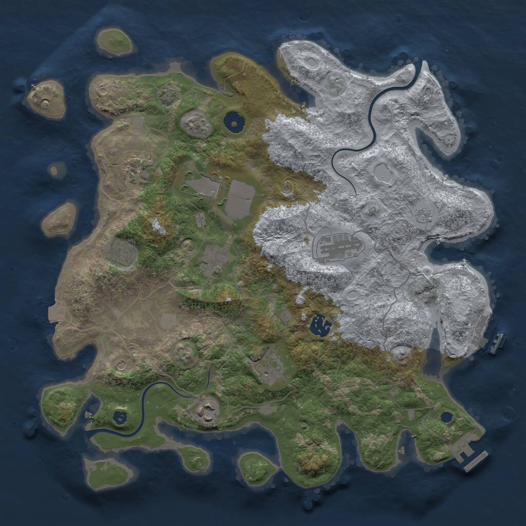 Rust Map: Procedural Map, Size: 3750, Seed: 174530029, 14 Monuments