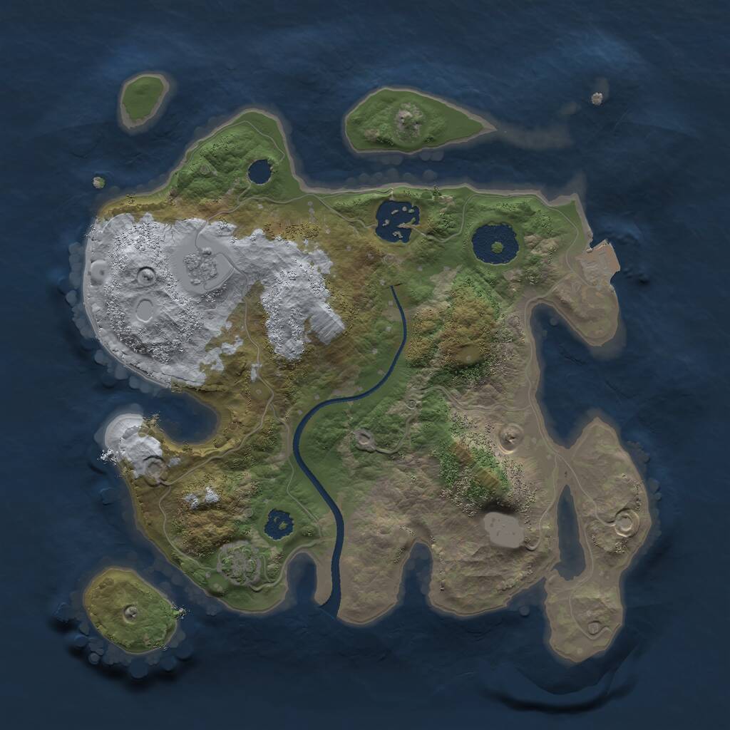 Rust Map: Procedural Map, Size: 2500, Seed: 444053618, 4 Monuments
