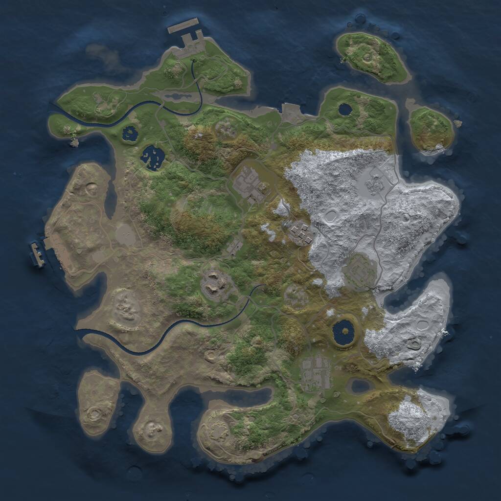 Rust Map: Procedural Map, Size: 3200, Seed: 555788917, 11 Monuments