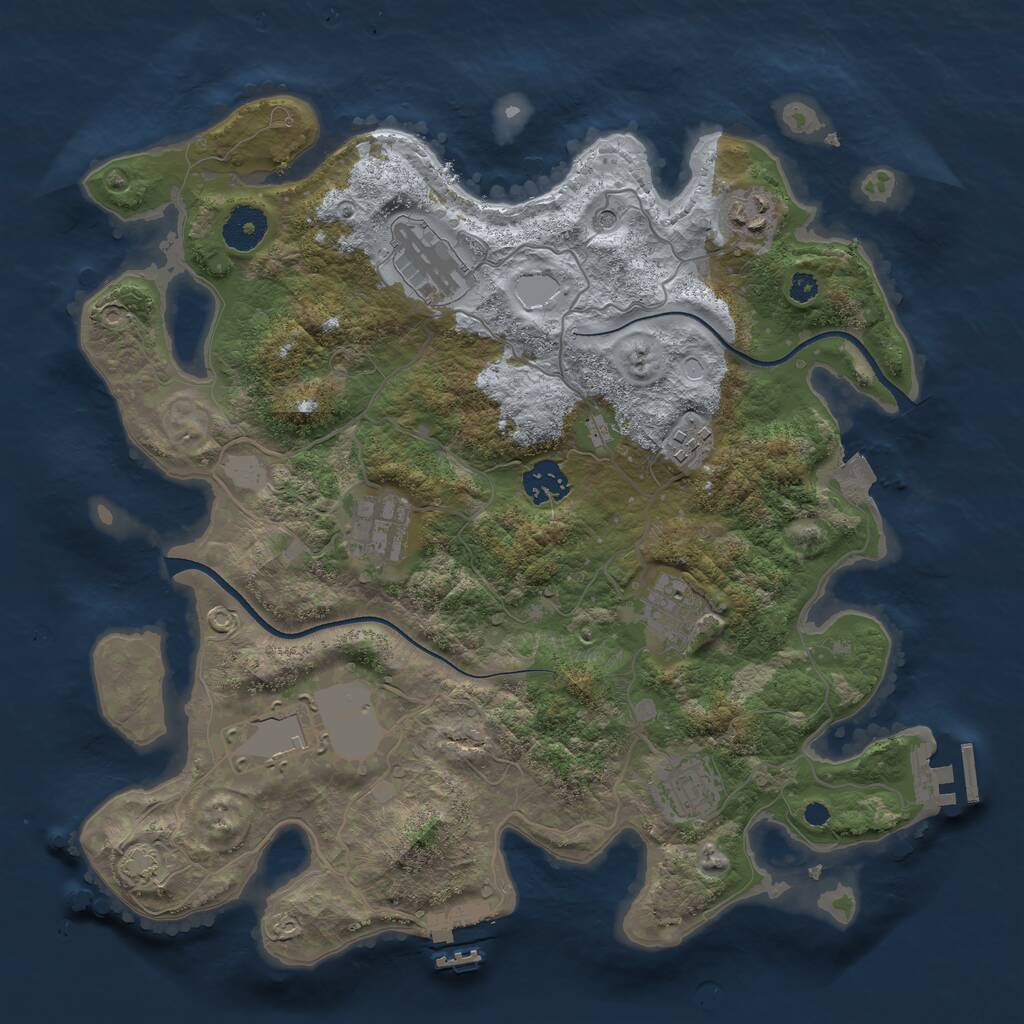Rust Map: Procedural Map, Size: 3500, Seed: 783764846, 13 Monuments