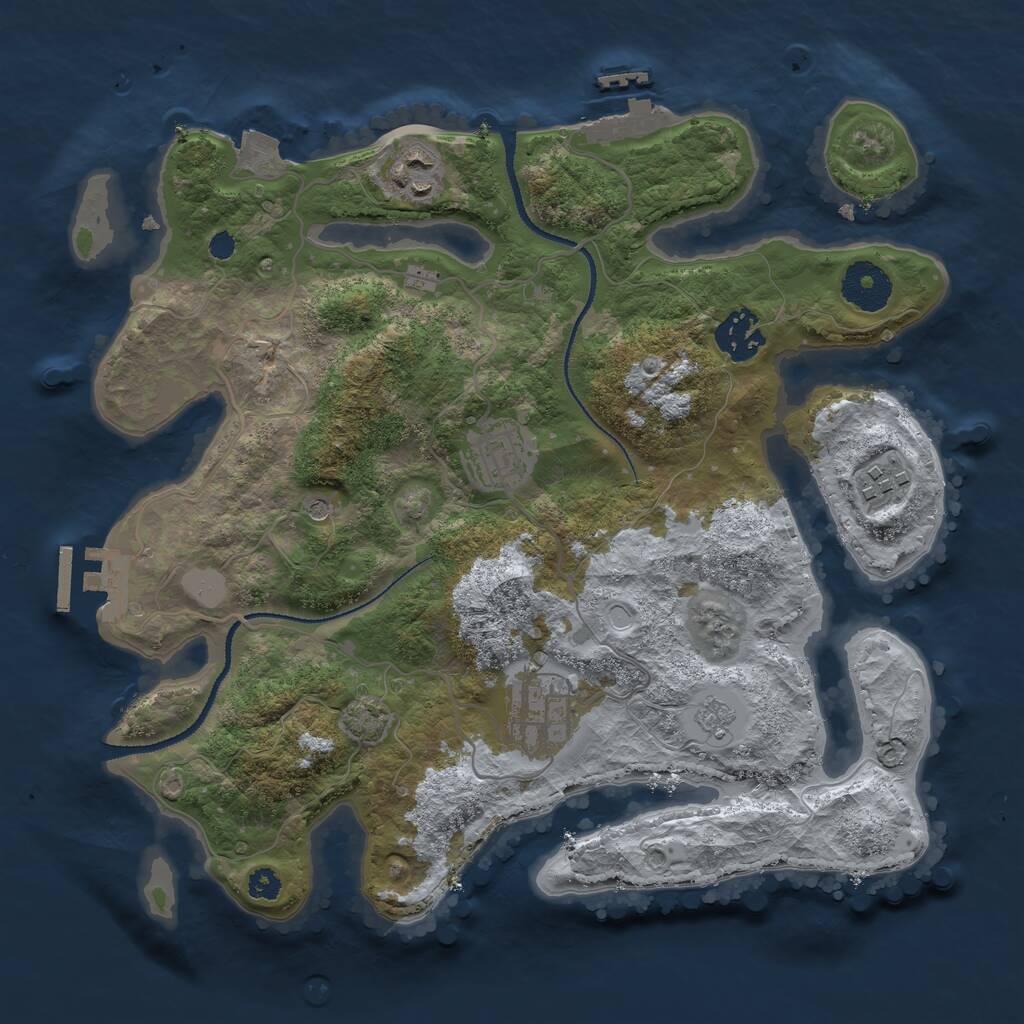Rust Map: Procedural Map, Size: 3150, Seed: 13377331, 11 Monuments