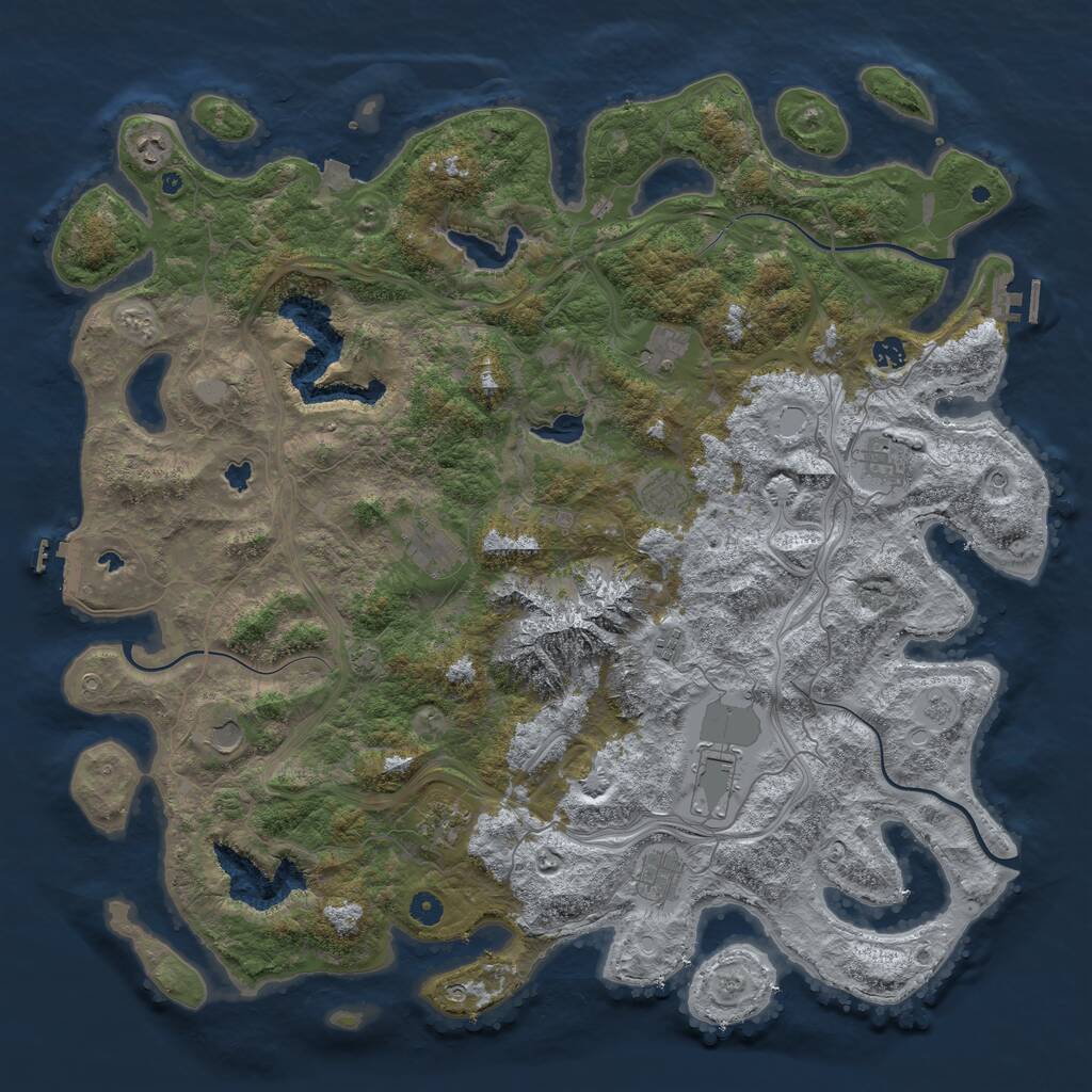 Rust Map: Procedural Map, Size: 5000, Seed: 110342874, 17 Monuments