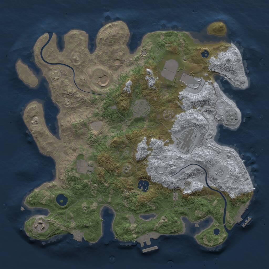 Rust Map: Procedural Map, Size: 3500, Seed: 902484094, 14 Monuments