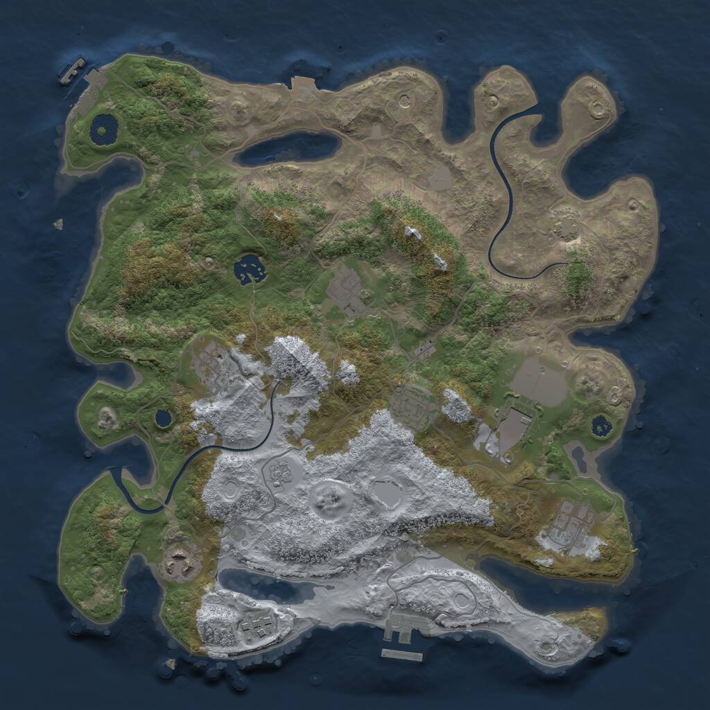 Rust Map: Procedural Map, Size: 3500, Seed: 659238182, 14 Monuments