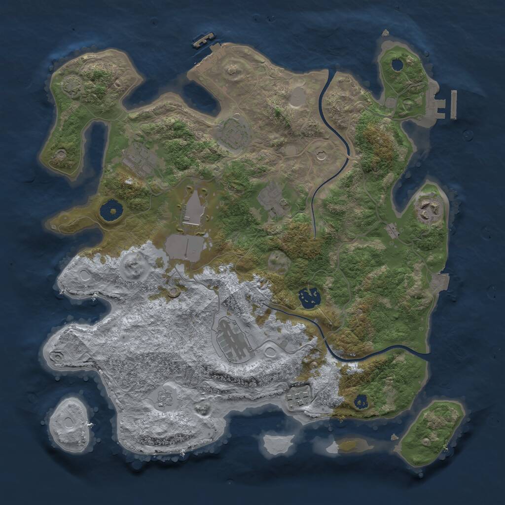 Rust Map: Procedural Map, Size: 3500, Seed: 810590422, 14 Monuments