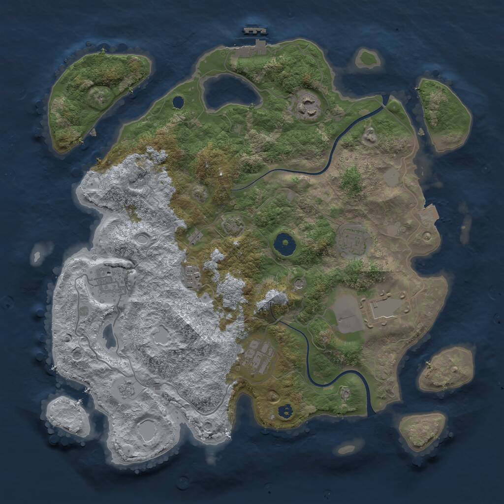 Rust Map: Procedural Map, Size: 3500, Seed: 1620667308, 11 Monuments