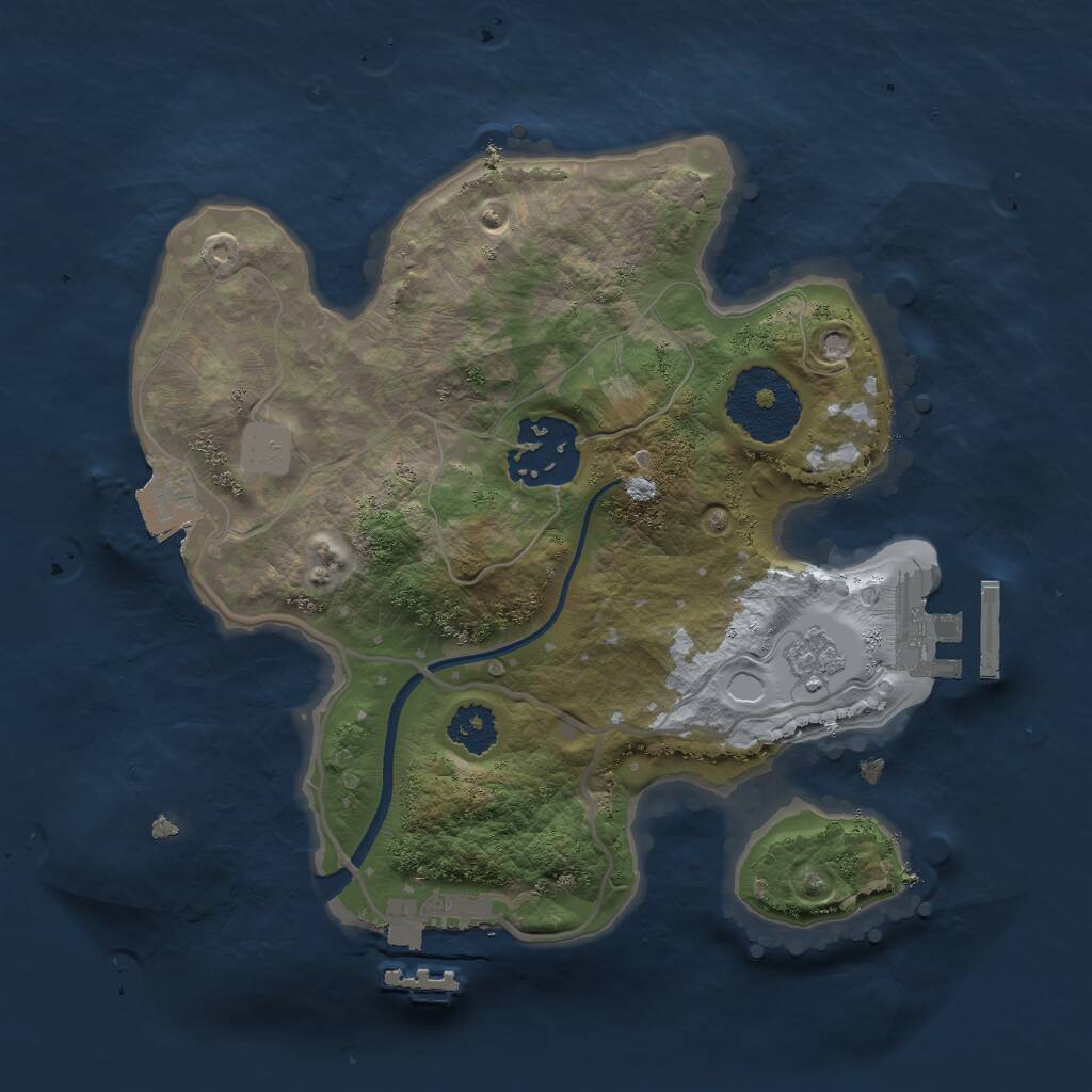 Rust Map: Procedural Map, Size: 2250, Seed: 1839129524, 5 Monuments