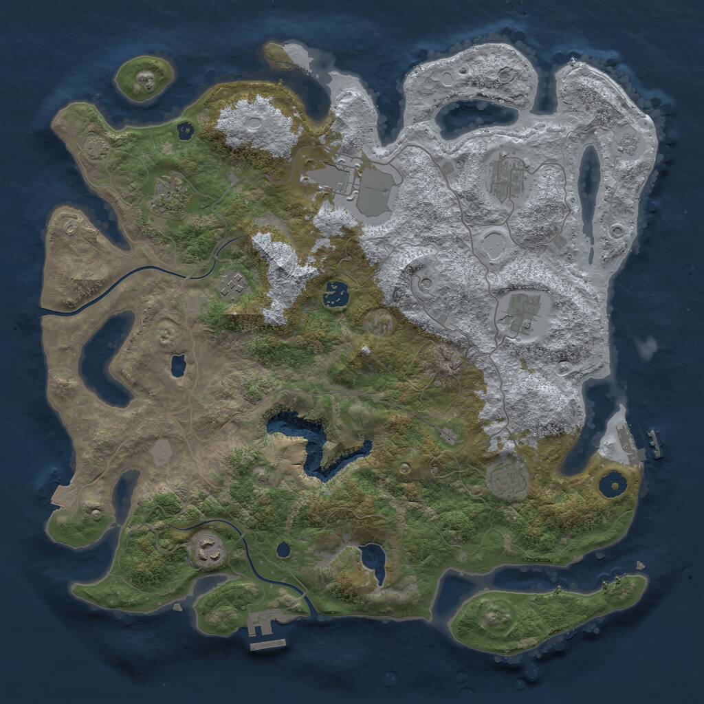 Rust Map: Procedural Map, Size: 4000, Seed: 756146875, 14 Monuments