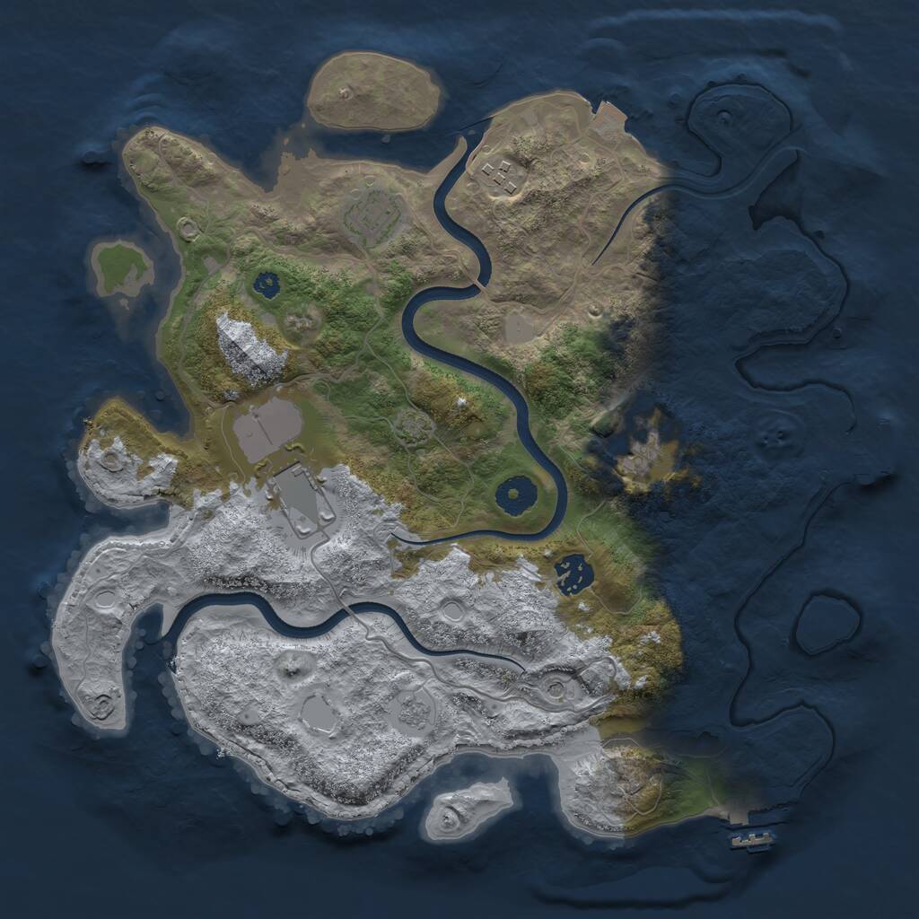Rust Map: Procedural Map, Size: 3500, Seed: 942858225, 11 Monuments