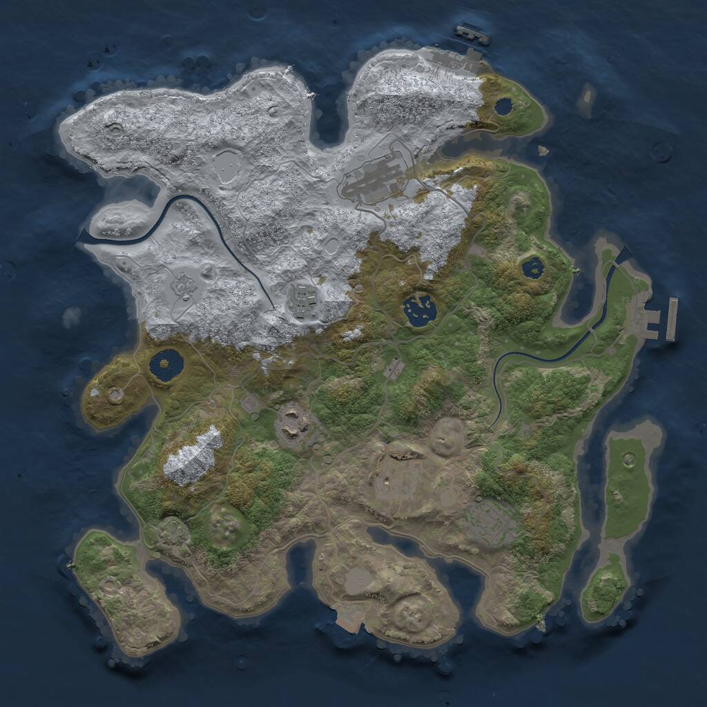 Rust Map: Procedural Map, Size: 3300, Seed: 980437673, 11 Monuments