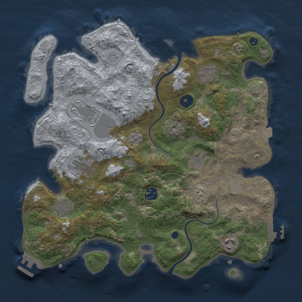 Rust Map: Procedural Map, Size: 3500, Seed: 233852889, 14 Monuments