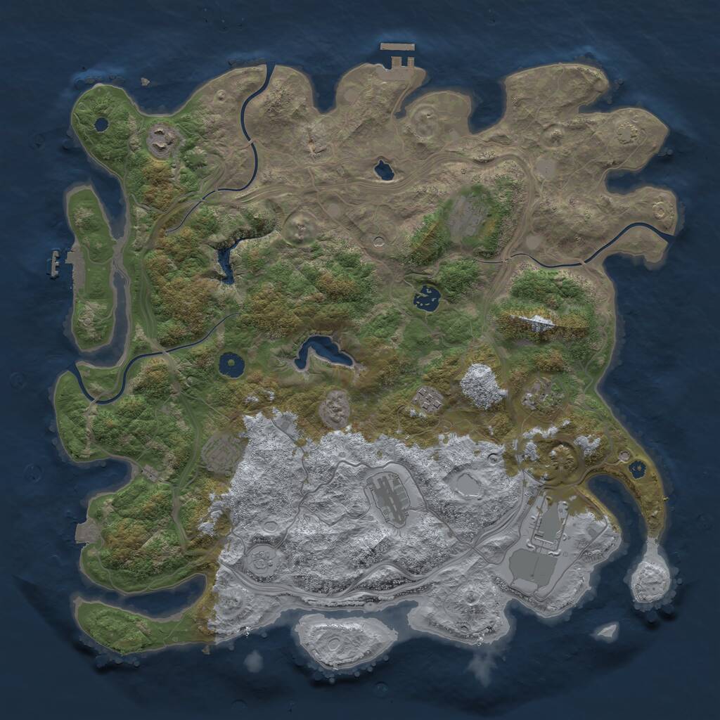 Rust Map: Procedural Map, Size: 4250, Seed: 774476094, 14 Monuments