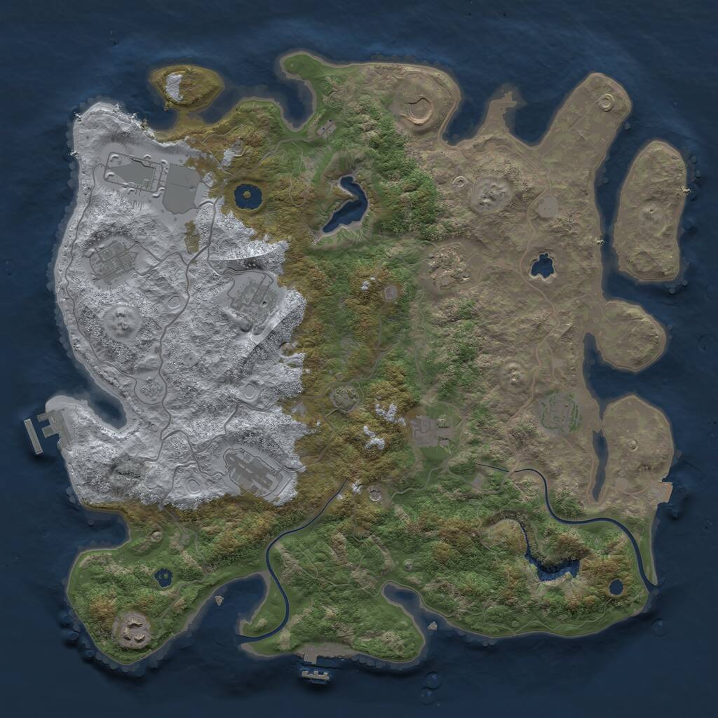 Rust Map: Procedural Map, Size: 4000, Seed: 425667, 15 Monuments