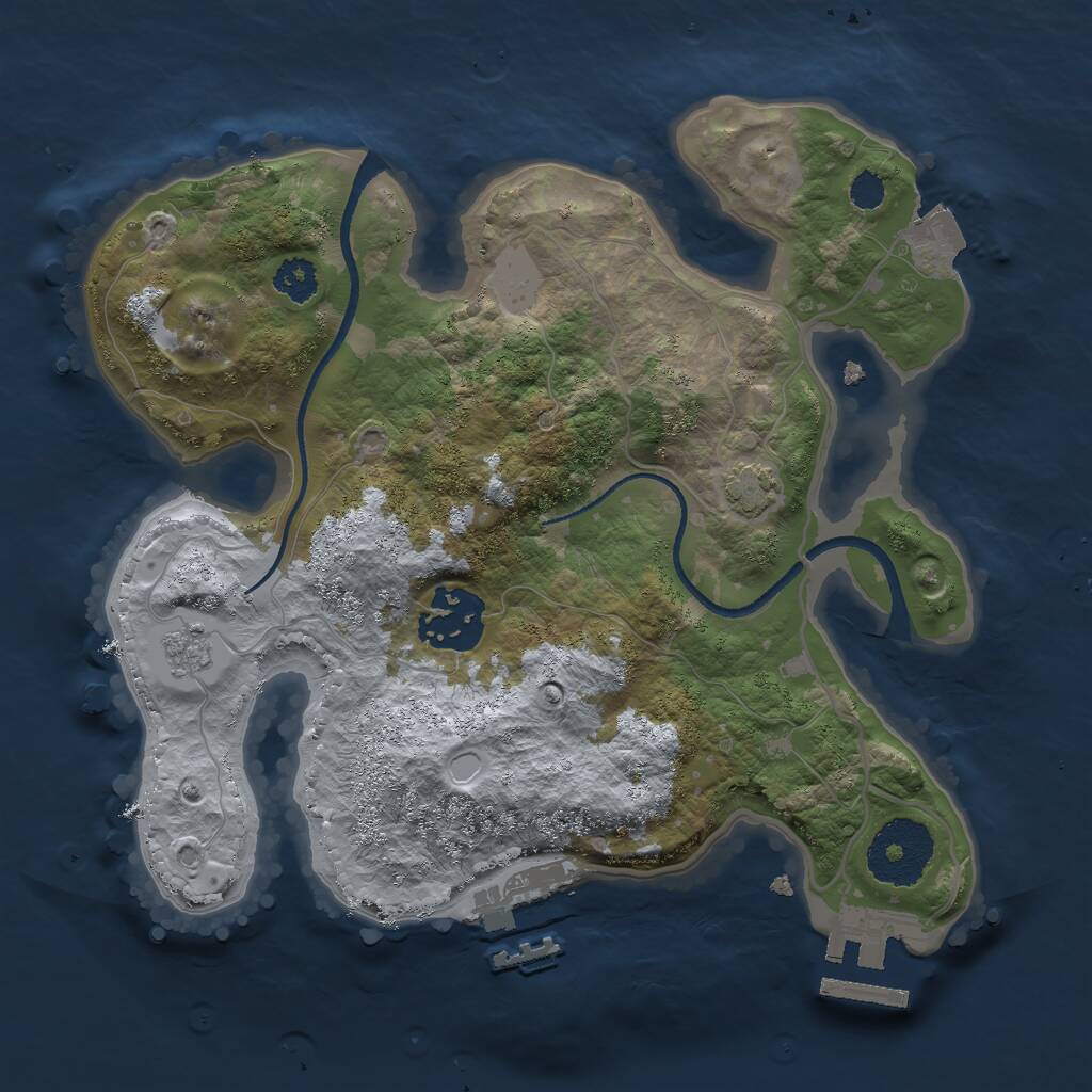 Rust Map: Procedural Map, Size: 2500, Seed: 450004511, 6 Monuments
