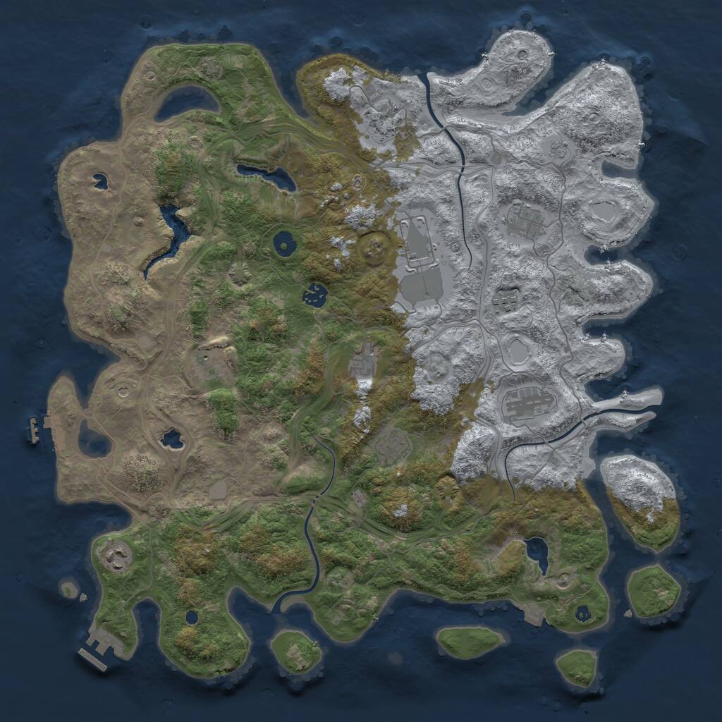 Rust Map: Procedural Map, Size: 4500, Seed: 498009980, 16 Monuments