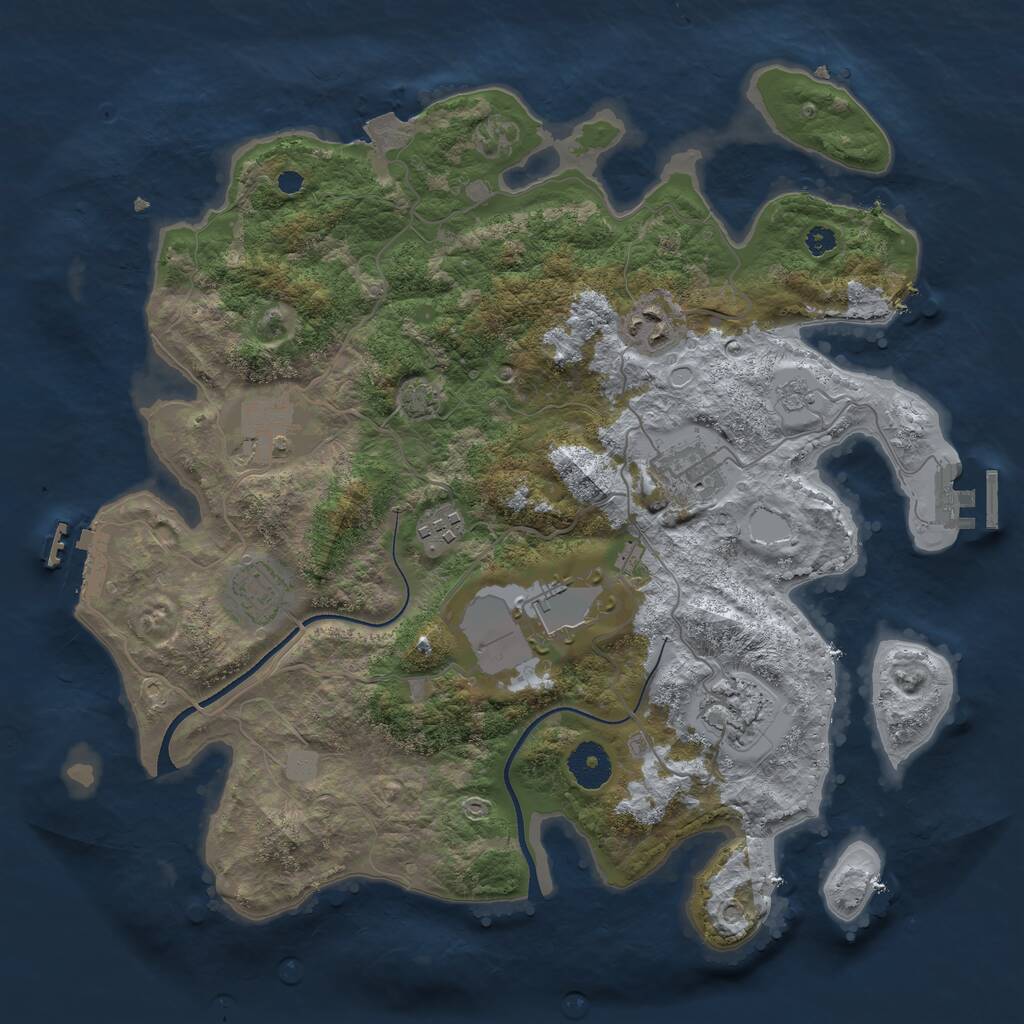 Rust Map: Procedural Map, Size: 3500, Seed: 57645671, 12 Monuments