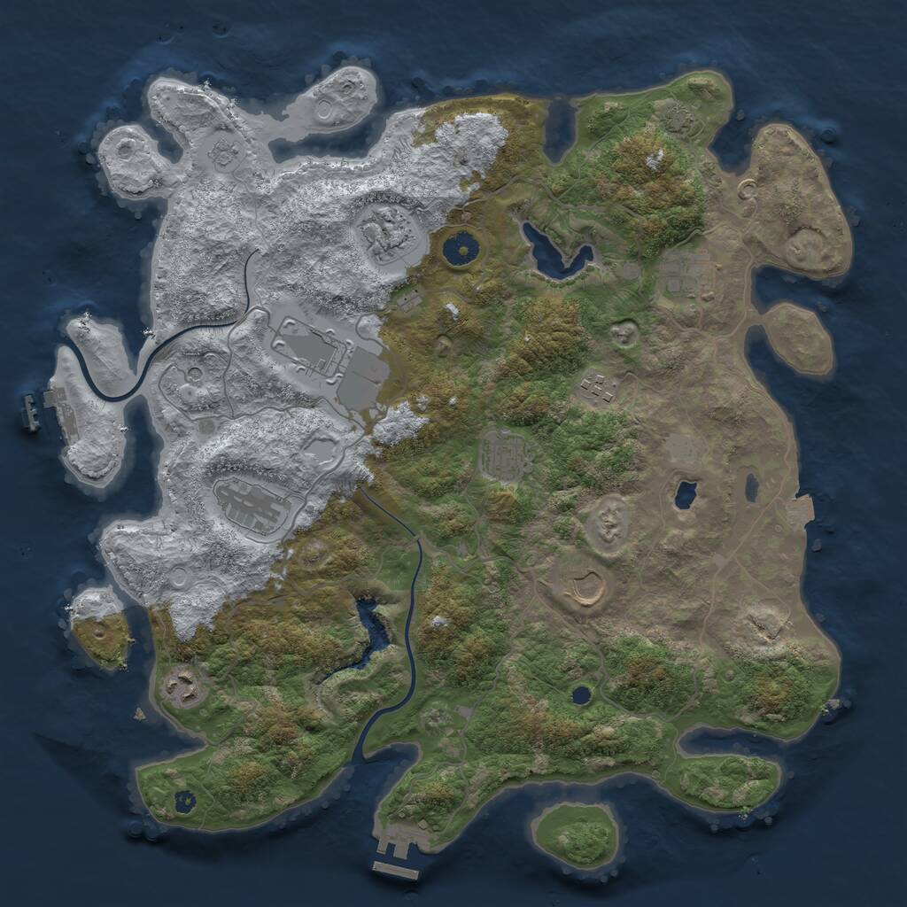 Rust Map: Procedural Map, Size: 4000, Seed: 813802982, 14 Monuments