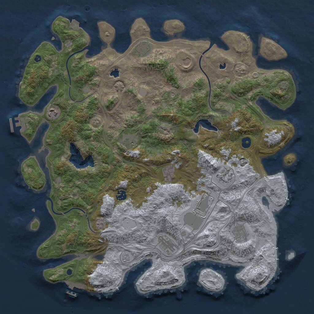 Rust Map: Procedural Map, Size: 4500, Seed: 1474653217, 17 Monuments