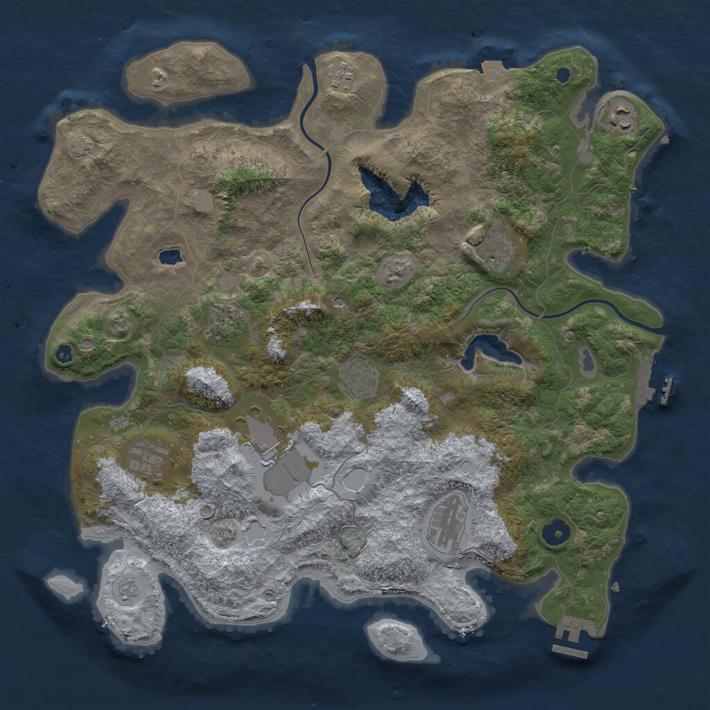 Rust Map: Procedural Map, Size: 4000, Seed: 662124, 14 Monuments