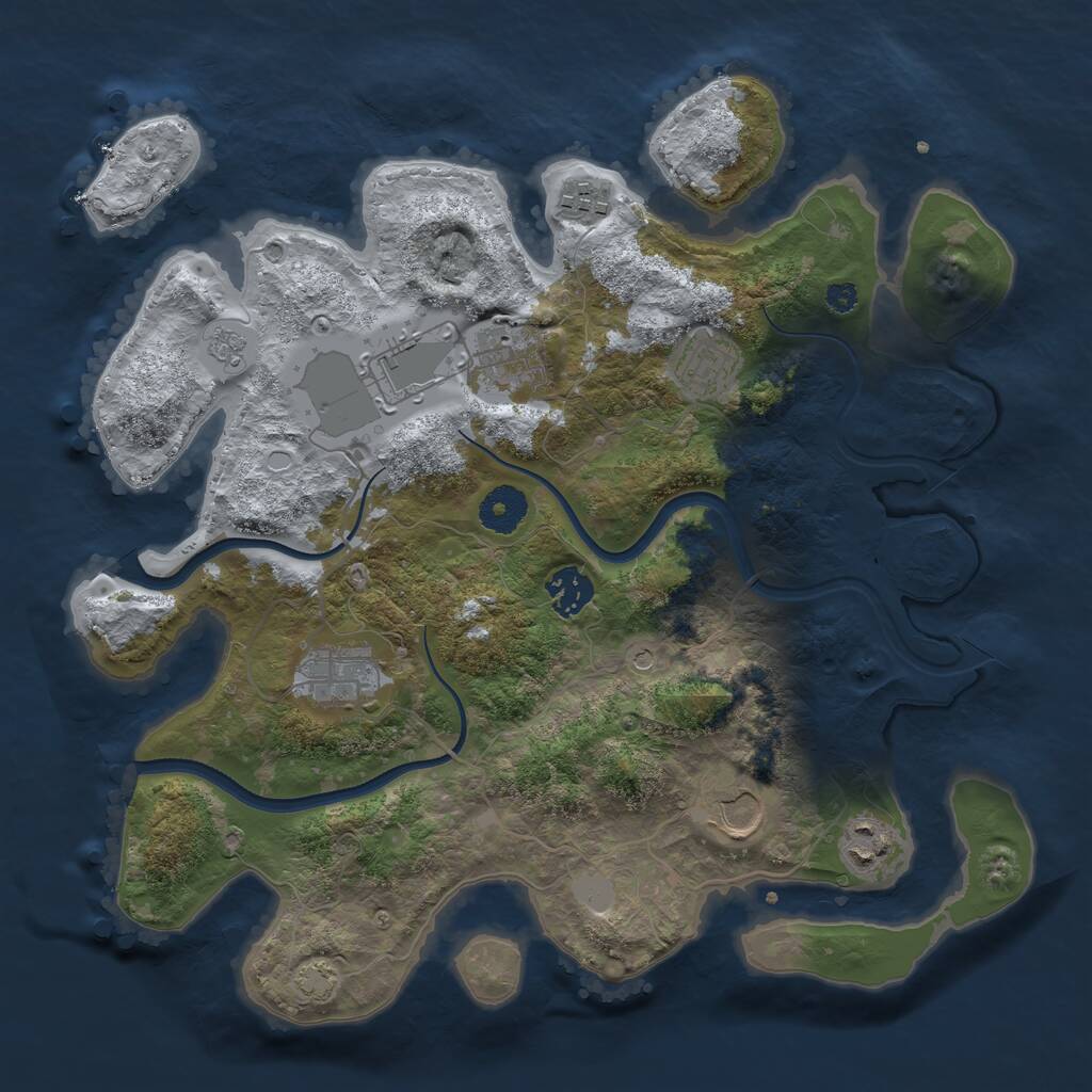 Rust Map: Procedural Map, Size: 3500, Seed: 2101710989, 12 Monuments