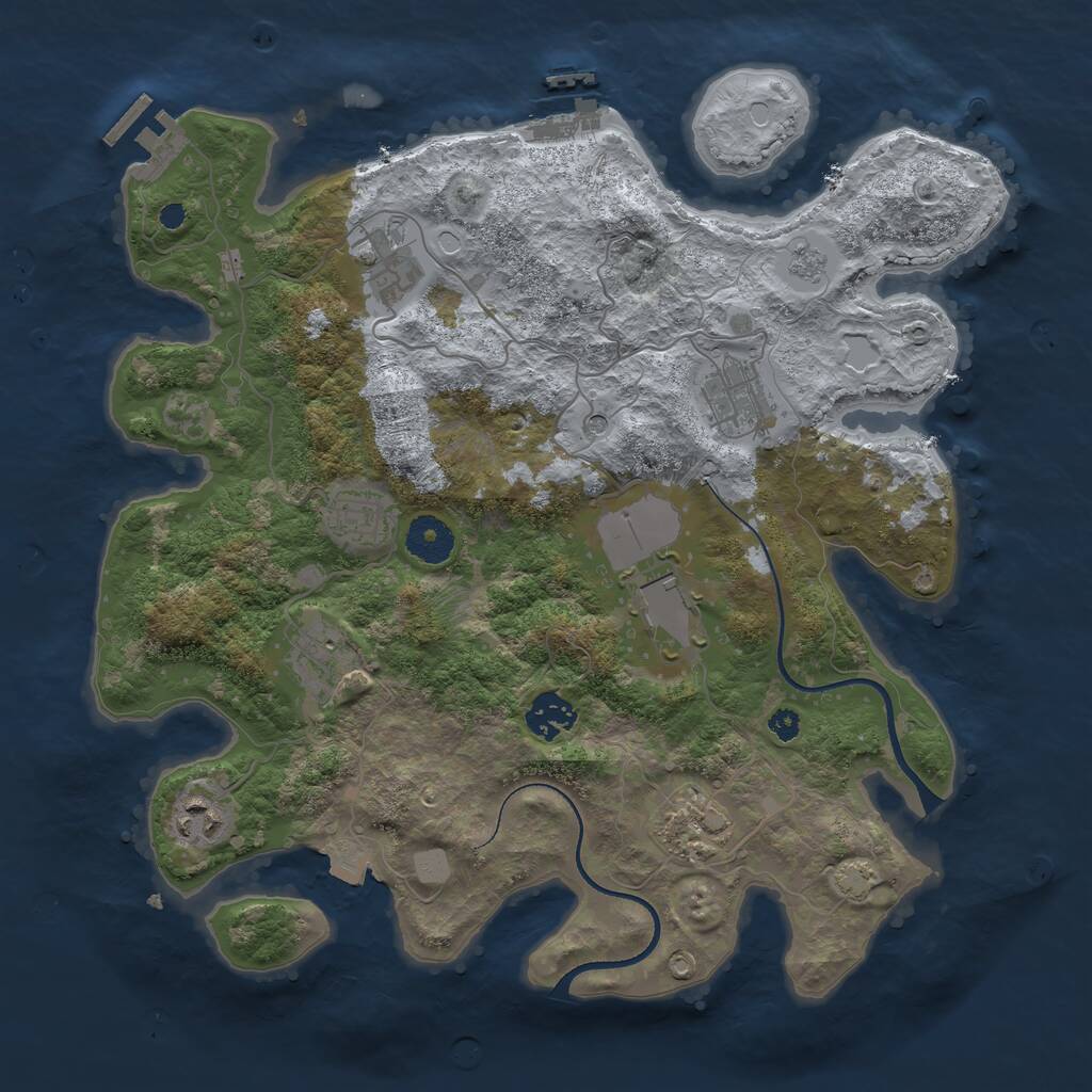 Rust Map: Procedural Map, Size: 3500, Seed: 7084325, 14 Monuments