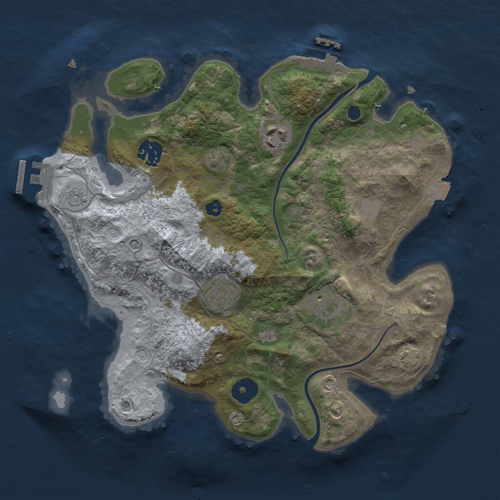 Rust Map: Procedural Map, Size: 3000, Seed: 59453, 10 Monuments